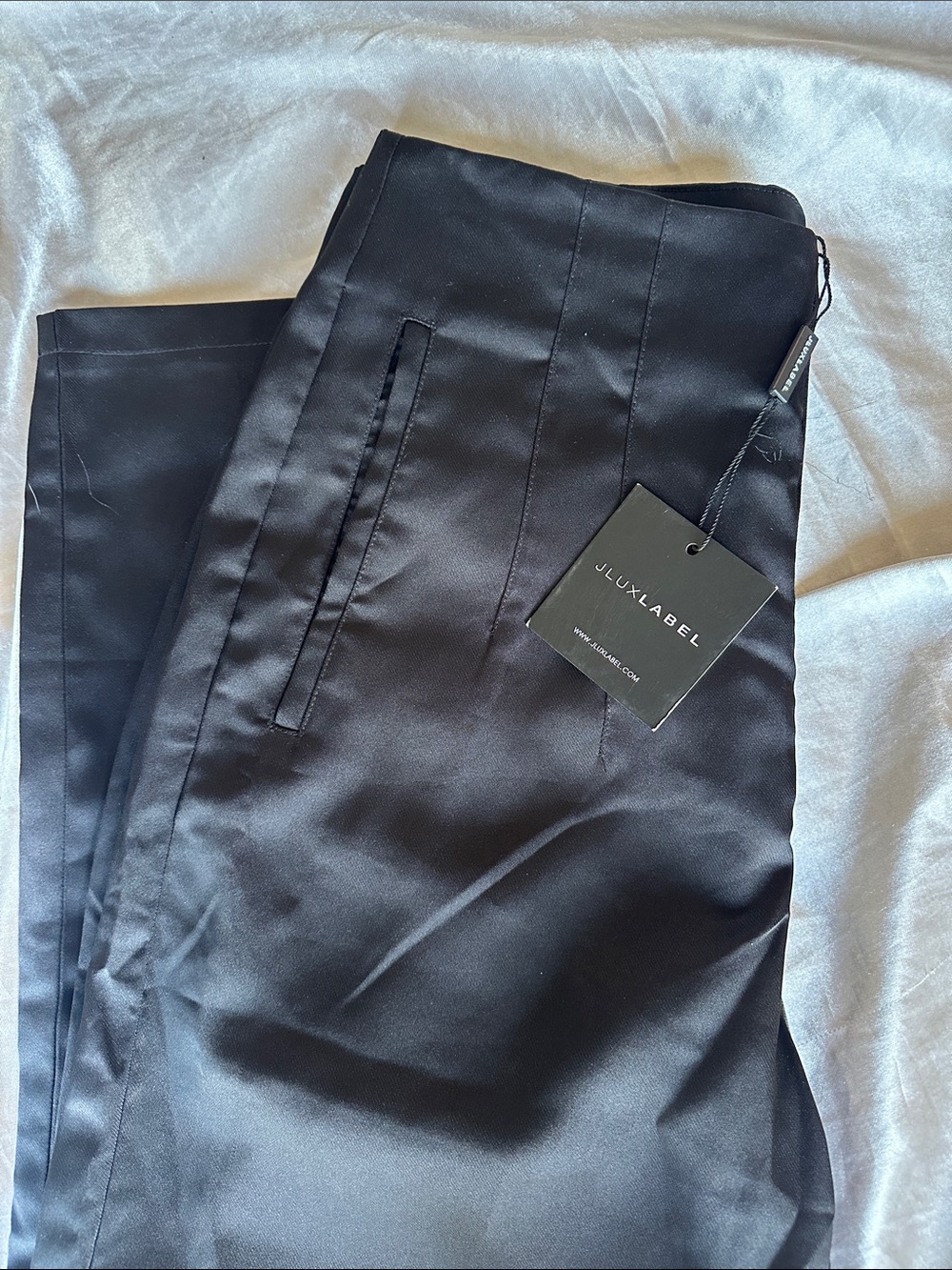 JLuxlabel Satin High-Waist Trousers in Black